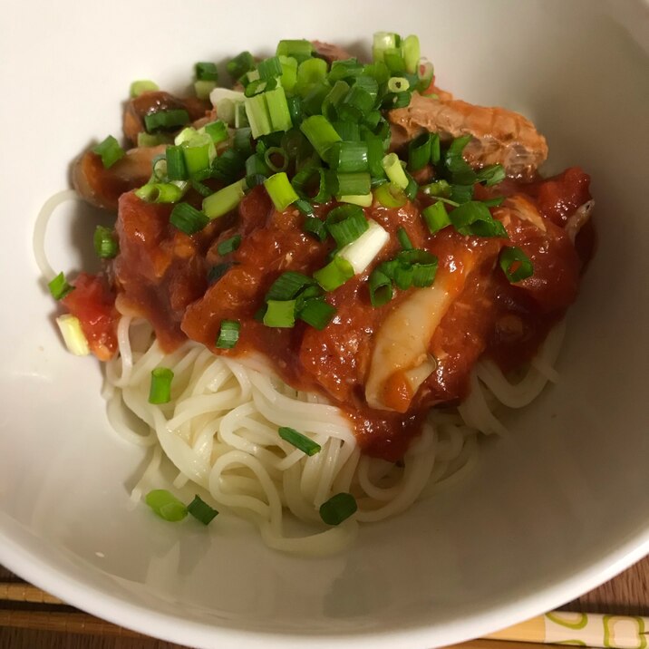 鯖とトマトのイタリアン冷麦